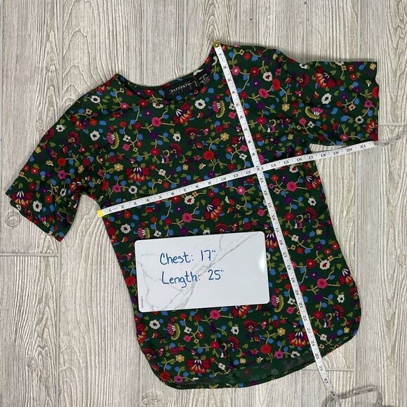Vintage Rafferty Women's Outfit Set Short Sleeve Top Small, Skirt 7/8 Floral Gre - Picture 4 of 12